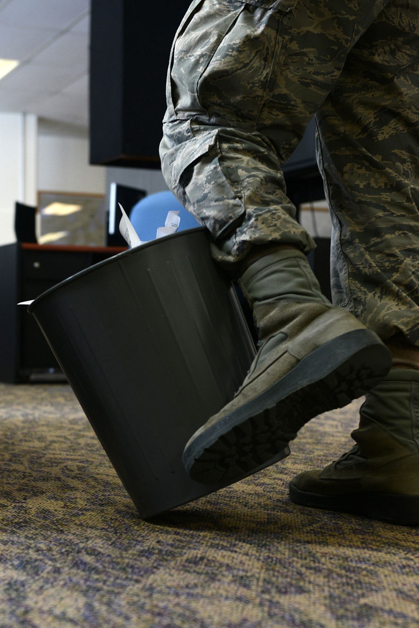 Trips due to clutter in workcenters are a preventable workplace hazard. The Joint Base Elmendorf-Richardson occupational safety office encourages personnel to keep walkways clear of unnecessary clutter. (U.S. Air Force photo by Airman 1st Class Javier Alvarez)