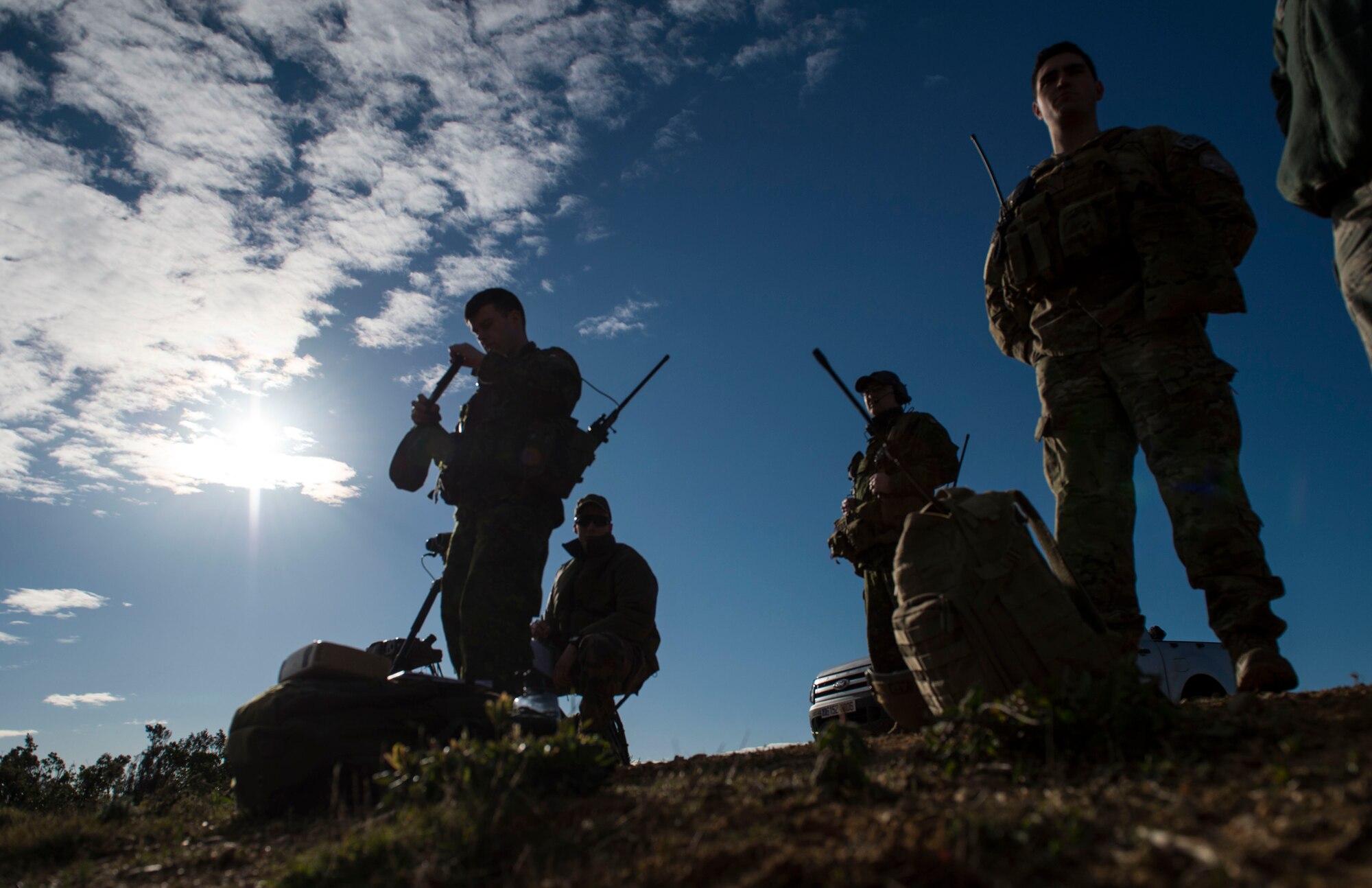 U.S. Air Force, Canadian and Belgian joint terminal attack controllers train together during exercise SERPENTEX 16, March 7, 2016. JTACs provide terminal control of both air and surface based fire at the tactical level.  Approximately 215 Airmen, including JTACs from the 2nd Air Support Operations Squadron, from Vilseck, Germany are participating in the annual exercise held at NATO’s tactical training center and the French Air Force’s Air Base 126 Solenzara, France. (U.S. Air Force/Staff Sgt. Sara Keller)