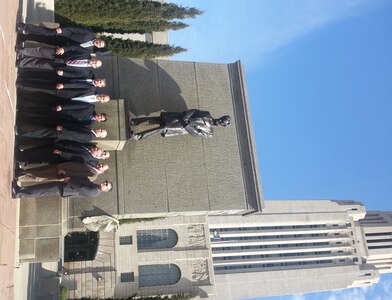 U.S. Strategic Command (USSTRATCOM) Fellows pose for a group picture outside the Nebraska State Capitol, Lincoln, Neb., March 7, 2016. The Fellows visited the Nebraska Legislature to gain some insight into the stateâ€™s unique Unicameral legislative body. The 13-week USSTRATCOM Strategic Leadership Fellows Program began January 23, 2016, bringing 10 civilian employees together with national security and defense experts from the University of Nebraska for a classroom-based, hands-on learning opportunity that will provide graduate-level leadership development. One of nine DoD unified combatant commands, USSTRATCOM has global strategic missions, assigned through the Unified Command Plan, which include strategic deterrence; space operations; cyberspace operations; joint electronic warfare; global strike; missile defense; intelligence, surveillance and reconnaissance; combating weapons of mass destruction; and analysis and targeting. (USSTRATCOM photo by Don Duralia)