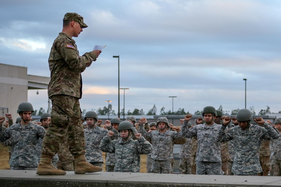 U.S. soldiers receive pre-jump instructions before participating in an airborne operation at Camp Rudder, Fla., Feb. 23, 2016. The soldiers are assigned to 7th Special Forces Group, Airborne. Army photo by Sgt. Sara Wakai