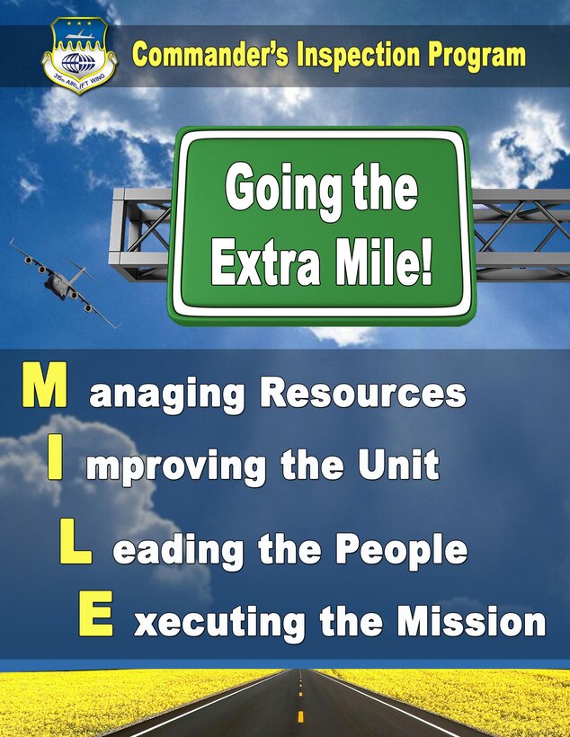 Going the Extra Mile!  A Commander's Inspection Program poster. (U.S. Air Force Graphic by Michael Dukes)