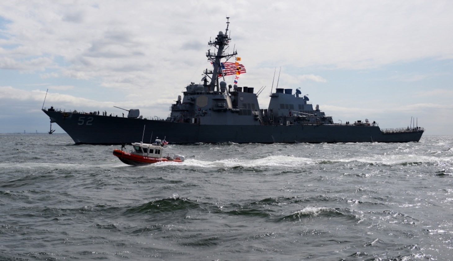 File photo: EW YORK (May 20, 2015) - USS Barry (DDG 52) and a U.S. Coast Guard rigid-hulled inflatable boat sail in the Parade of Ships in the Hudson River May 20. The event officially begins Fleet Week New York and provides the public with a passing review of the week's visiting ships. Fleet Week New York, now in its 27th year, is the city's time-honored celebration of the sea services. It is an unparalleled opportunity for the citizens of New York and the surrounding tri-state area to meet Sailors, Marines, and Coast Guardsmen, as well as witness firsthand the latest capabilities of todays maritime services. 
