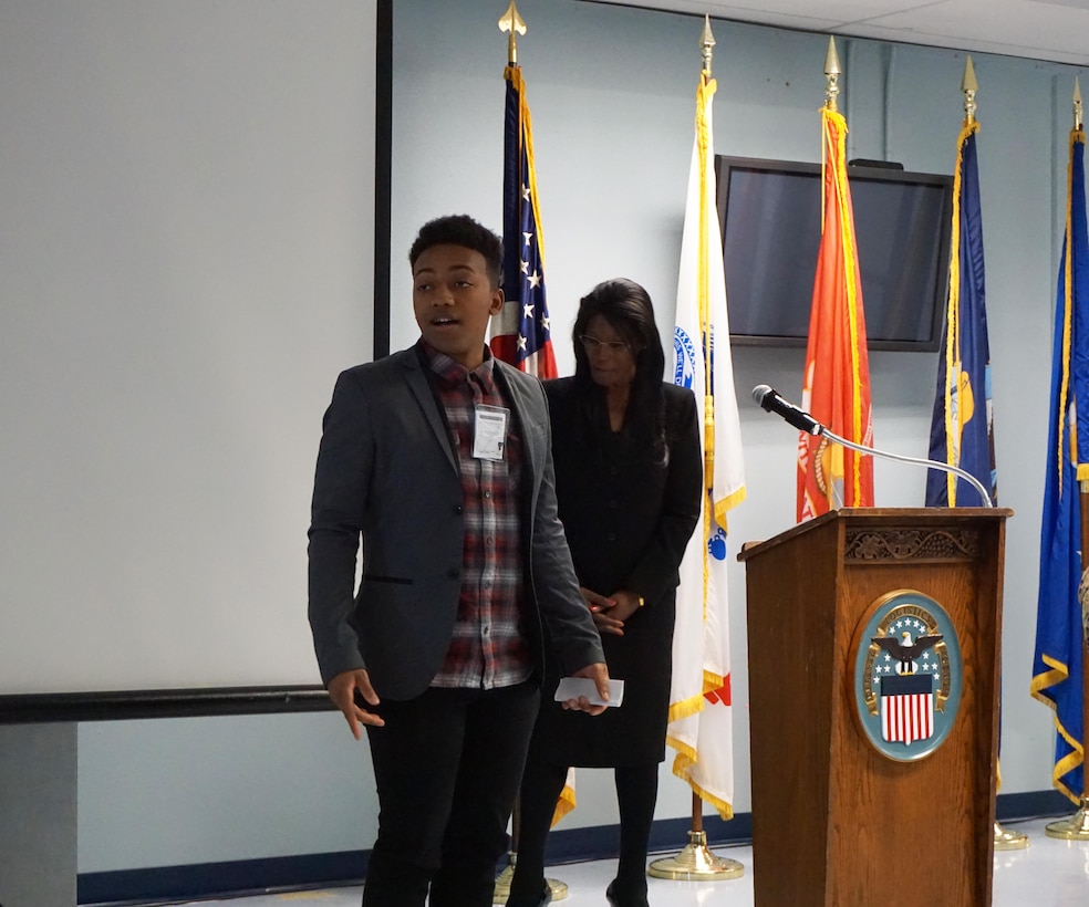 Jairus Jones delivered the Spoken Word to the crowd during the Black History Month celebration at DLA Distribution San Joaquin.