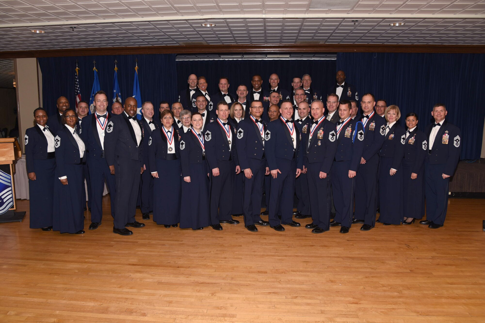PETERSON AIR FORCE BASE, Colo. – Newly selected chief master sergeants were recognized by General John Hyten, commander, U.S. Air Force Space Command and current chief master sergeants during the Chief Master Sergeant Recognition Ceremony at the Peterson Club March 4, 2016. Selectees from AFSPC, the 21st Space Wing at Peterson, and the 50th Space Wing at Schriever, participated in the event. (U.S. Air Force photo by Robb Lingley)