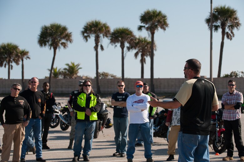 Motorcycle riders from Patrick Air Force Base, Fla., participated, March 4, in the first Motorcycle Mentorship Ride of 2016. After a safety brief, riders departed Patrick AFB en route to Daytona Beach to explore Bike Week and as a method of motorcycle training. The 45th Space Wing plans to host motorcycle mentorship rides throughout 2016 to exercise motorcycle riding skills at all levels. The rides provide an opportunity for experienced riders to mentor newer riders and foster camaraderie among all participants. For more information about upcoming rides and the Motorcycle Mentorship Program, contact the 45th Space Wing Safety Office at (321) 494-7233. (U.S. Air Force photo/Benjamin Thacker) (Released)