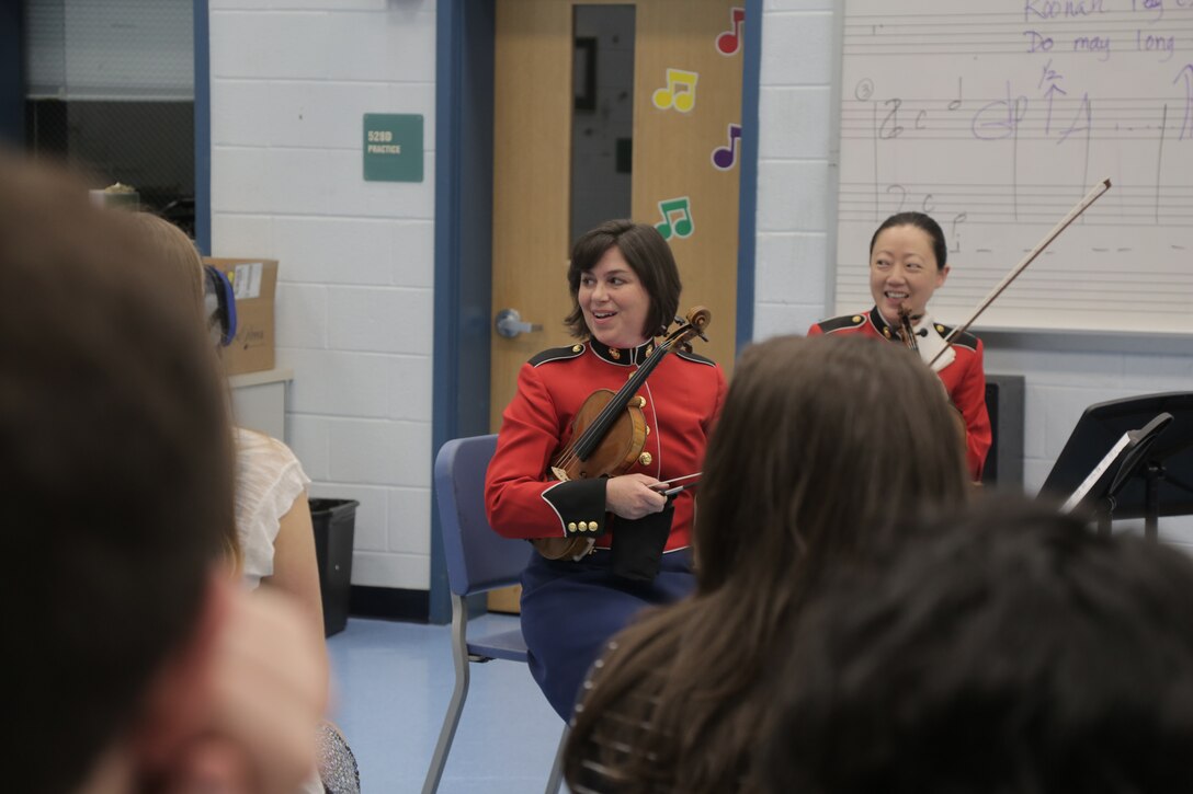 On March 9, 2016, a string quartet from "The President's Own" performed a Music in the High Schools presentation at West Potomac High School in Alexandria, Va. (U.S. Marine Corps photo by Master Sgt. Kristin duBois/released)