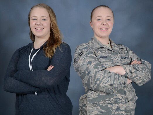 Airman 1st Class Mariette M. Adams, a photojournalist with the 6th Air Mobility Wing Public Affairs office, transitioned from an Air Force spouse to an active-duty member on Dec. 29, 2014. Adams’ transition gave her insight into the daily responsibilities of an Airman that she could not grasp as a spouse. (U.S. Air Force photo illustration by Staff Sgt. Shandresha Mitchell)