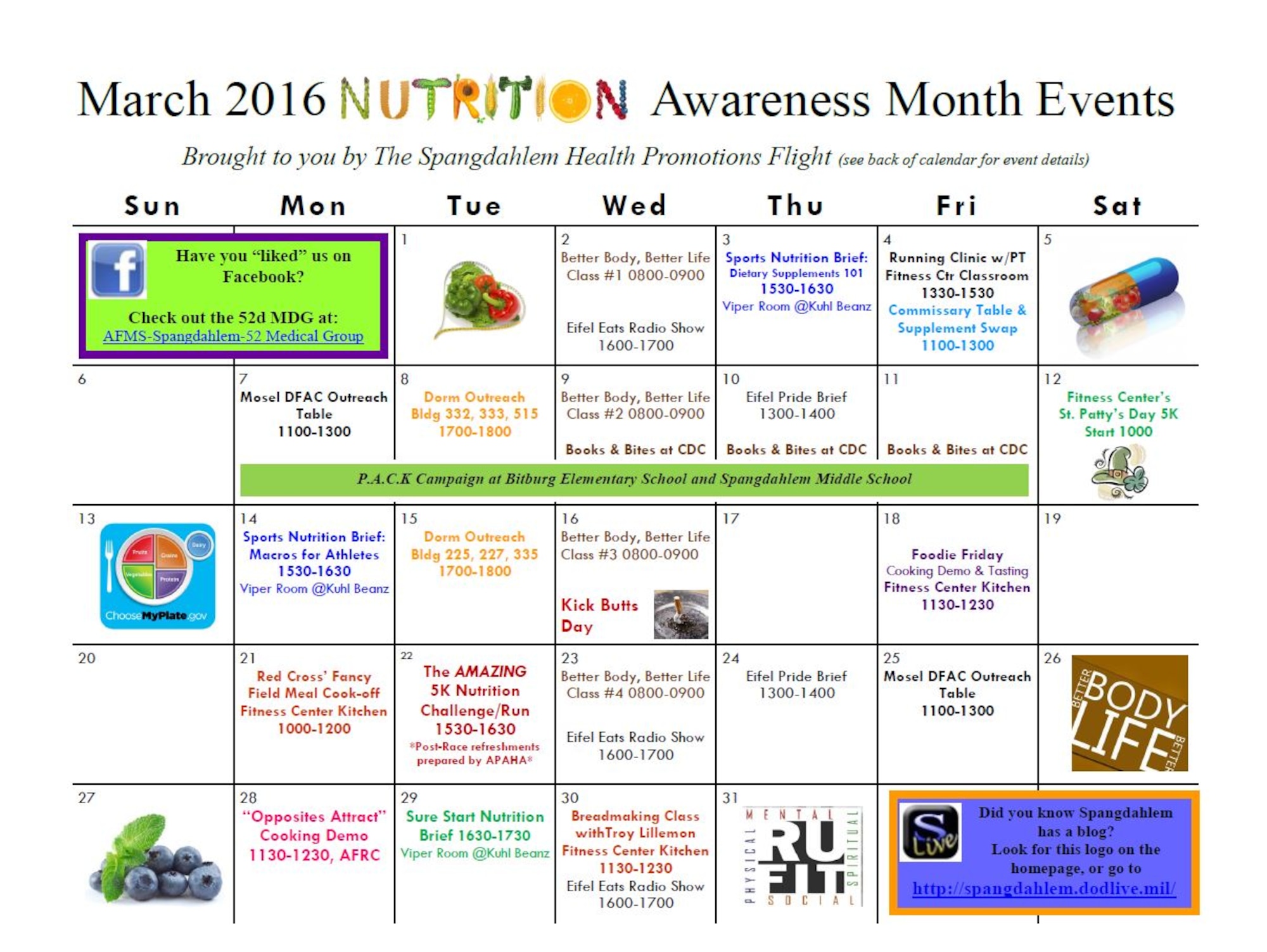 Nutrition Awareness Month March 2016 calendar of events. (Courtesy graphic) 
