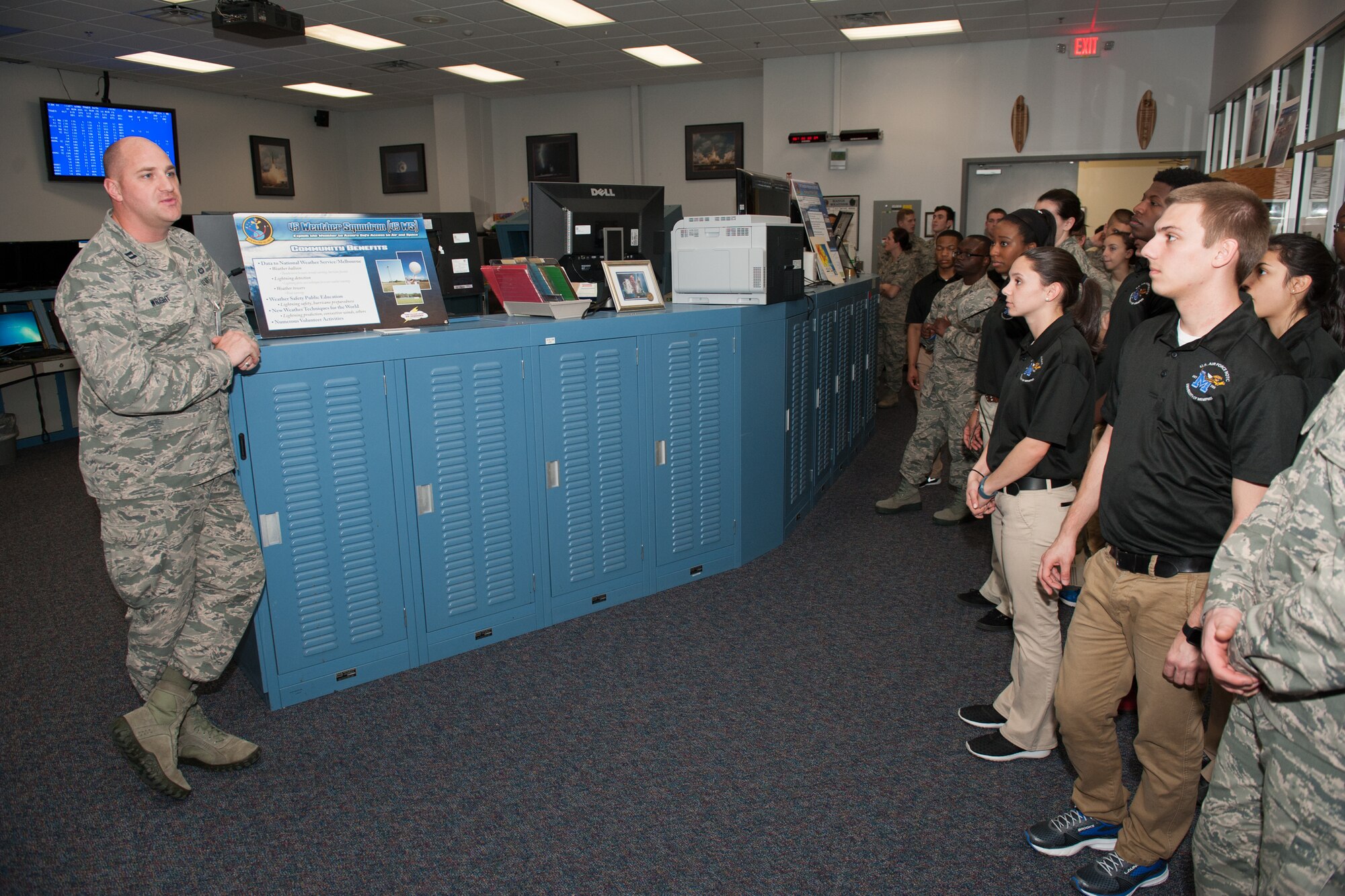 Members of the University of Memphis Air Force ROTC Detachment 785 visited Patrick Air Force Base and Cape Canaveral Air Force Station, Fla., and received a firsthand look at the 45th Space Wing’s mission and day-to-day operations, March 7, 2016. The cadets’ visit exposed them to a real-world Air Force environment and provided them the opportunity to see how base components work together to meet the mission. (U.S. Air Force photo/Benjamin Thacker) (Released)  