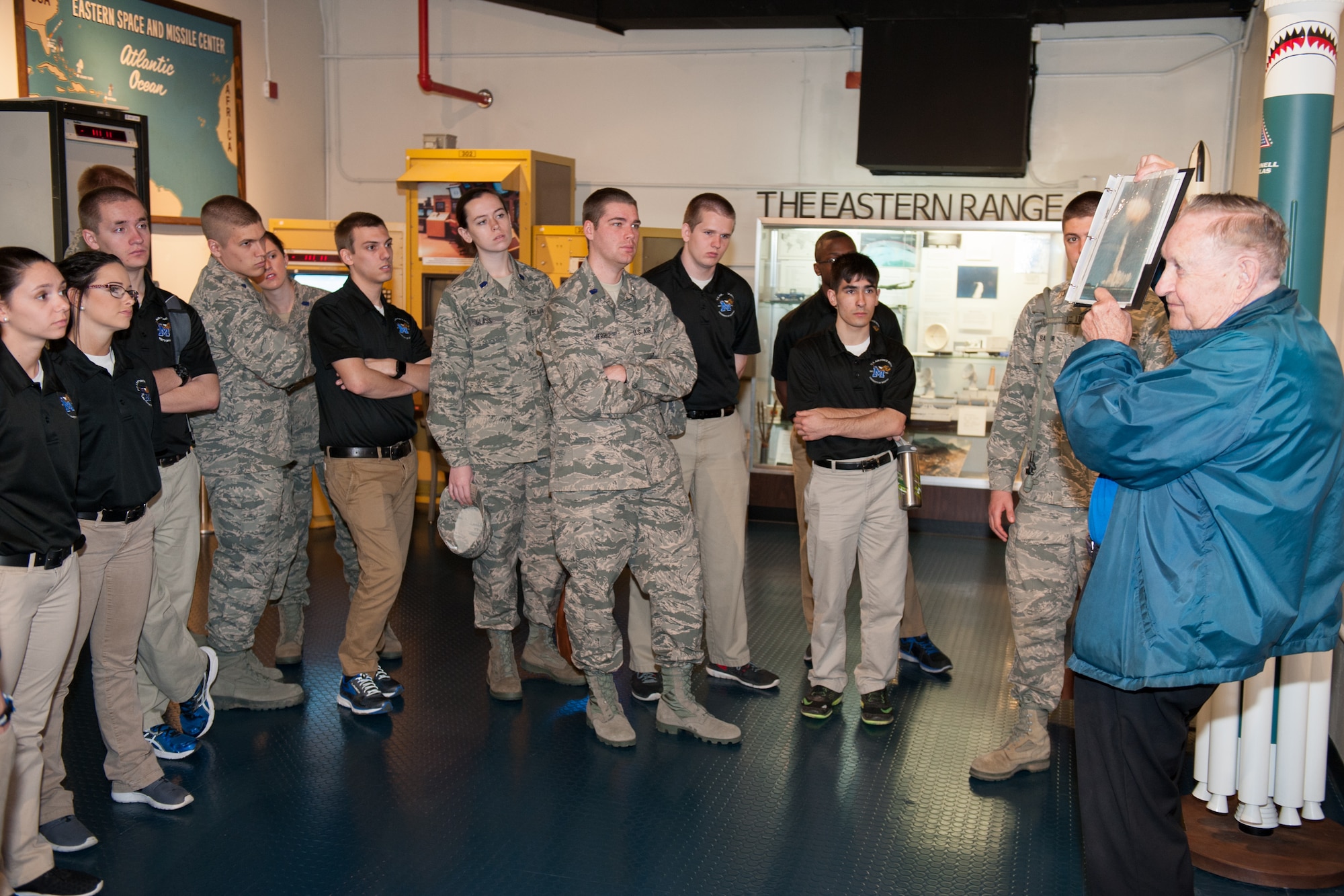 Members of the University of Memphis Air Force ROTC Detachment 785 visited Patrick Air Force Base and Cape Canaveral Air Force Station, Fla., and received a firsthand look at the 45th Space Wing’s mission and day-to-day operations, March 7, 2016. The cadets’ visit exposed them to a real-world Air Force environment and provided them the opportunity to see how base components work together to meet the mission. (U.S. Air Force photo/Benjamin Thacker) (Released)  