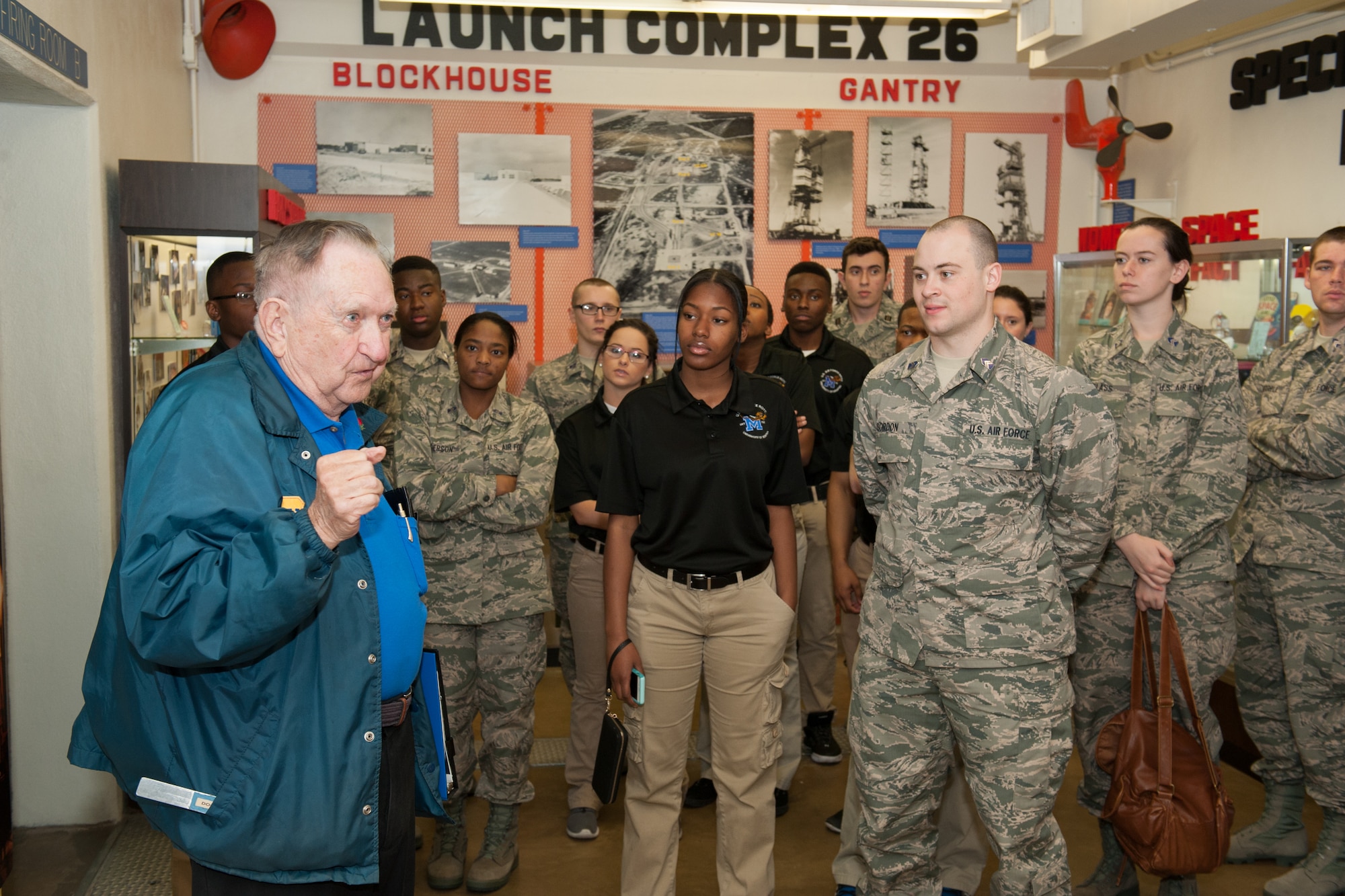 Members of the University of Memphis Air Force ROTC Detachment 785 visited Patrick Air Force Base and Cape Canaveral Air Force Station, Fla., and received a firsthand look at the 45th Space Wing’s mission and day-to-day operations, March 7, 2016. The cadets’ visit exposed them to a real-world Air Force environment and provided them the opportunity to see how base components work together to meet the mission. (U.S. Air Force photo/Benjamin Thacker) (Released)  