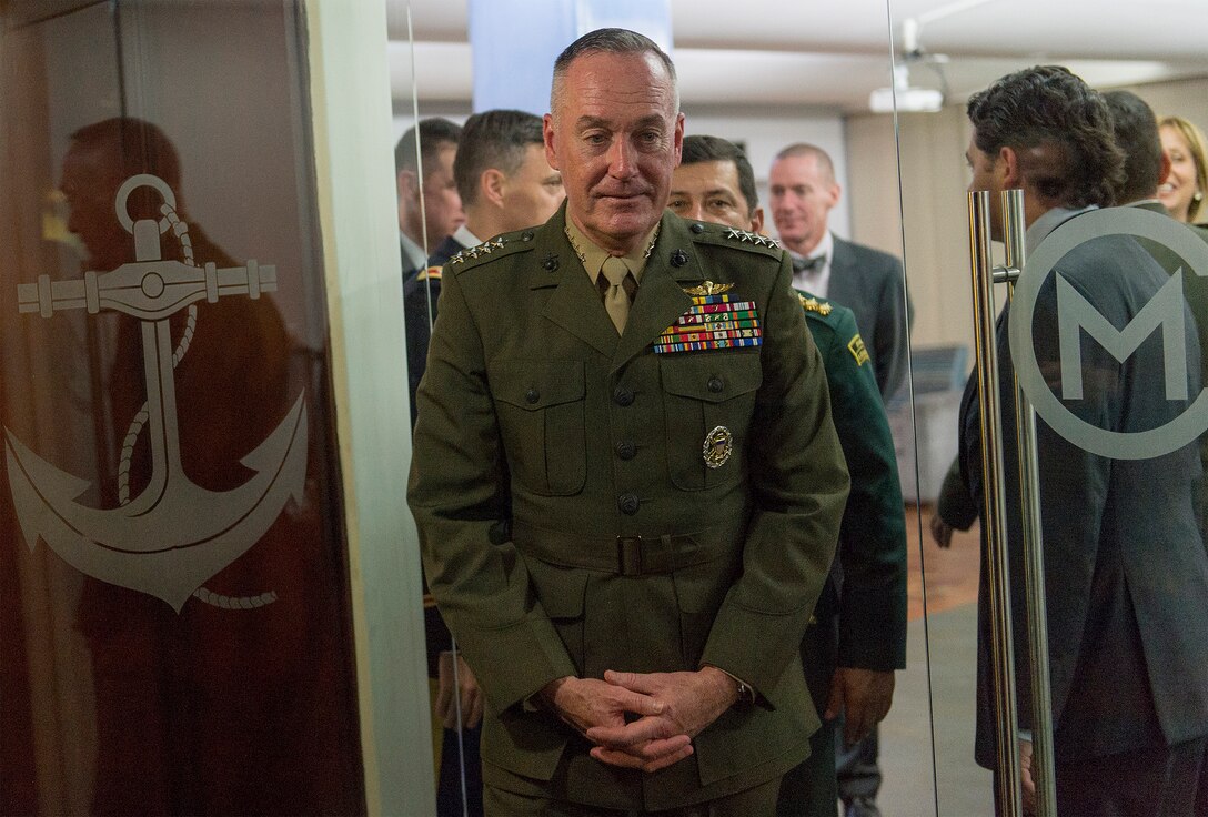 Marine Corps Gen. Joseph F. Dunford Jr., chairman of the Joint Chiefs of Staff, visits Bogota, Colombia, March 9, 2016. DoD photo by Navy Petty Officer 2nd Class Dominique A. Pineiro