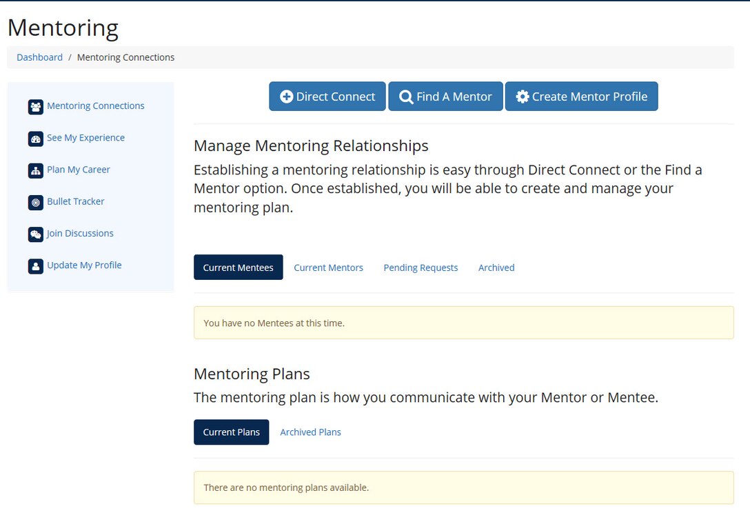 Mentoring section of MyVector program.