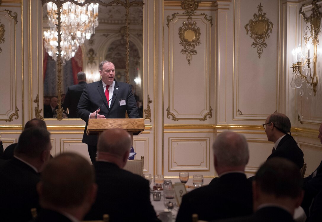 Deputy Defense Secretary Bob Work makes remarks at  the Desert Storm 25 Year Commemoration symposium hosted by the Mitchell Institute for Aerospace Studies in Washington, D.C., March 9, 2016. DoD photo by Navy Petty Officer 1st Class Tim D. Godbee