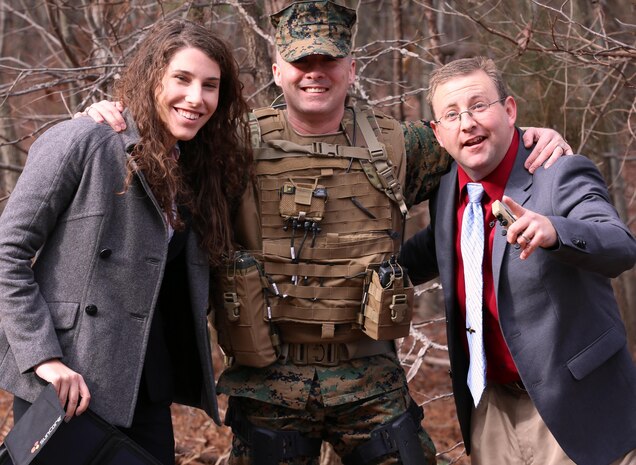 Marine Capt. Anthony Ripley, science and technology lead at the U.S. Marine Corps Expeditionary Energy Office, wears the Joint Infantry Company Prototype (JIC-P) system featuring bionic and solar power that enables Marines and Soldiers to patrol longer without resupply. Flanking Ripley are JIC-P lead engineers Sara Lohmann, holding the solar panel, and Eric South, who holds the vest power manager. The Business Intelligence Group (BIG) recently selected JIC-P for the 2016 BIG Innovation Award. BIG awardees are recognized for innovations that are making major impacts in today’s world. Meanwhile, 3,000 business leaders selected the project as a "best of the best" finalist for the 2016 Edison Awards, a program that honors the most innovative new products, services, and business leaders across the globe. Award winners will be announced and ranked on April 21 at the Edison Awards Annual Gala in New York City.