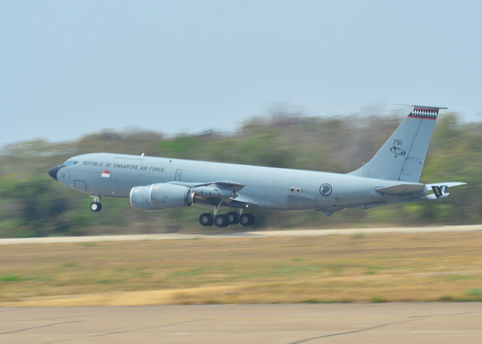 A Republic of Singapore Air Force KC-135 takes off during Exercise Cope Tiger 16, on Korat Royal Thai Air Force Base, Thailand, March 7, 2016. Exercise Cope Tiger 16 includes over 1,200 personnel from three countries and continues the growth of strong, interoperable and beneficial relationships within the Asia-Pacific Region, while demonstrating U.S. capability to project forces strategically in a combined, joint environment. (U.S. Air Force Photo by Tech Sgt. Aaron Oelrich/Released)