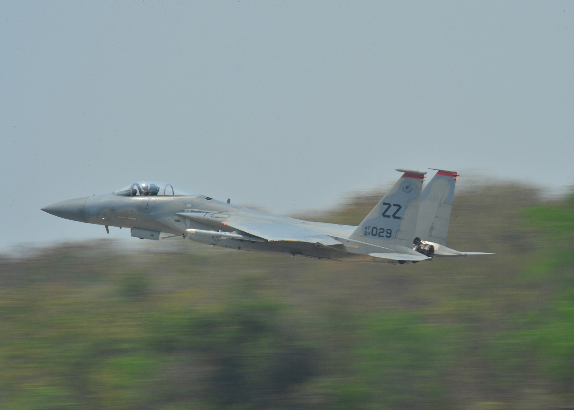 An F-15 Eagle, from 67th Fight Squadron, Kadena Air Base, Japan, takes off during Exercise Cope Tiger 16, on Korat Royal Thai Air Force Base, Thailand, March 7, 2016. Exercise Cope Tiger 16 includes over 1,200 personnel from three countries and continues the growth of strong, interoperable and beneficial relationships within the Asia-Pacific Region, while demonstrating U.S. capability to project forces strategically in a combined, joint environment. (U.S. Air Force Photo by Tech Sgt. Aaron Oelrich/Released)