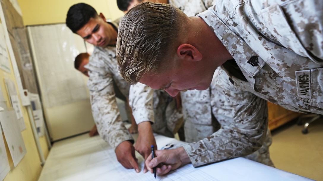 Expeditionary Airfield Service Marines with Marine Wing Support Squadron 372, Special Purpose Marine Air Ground Task Force-Crisis Response-Central Command, mark simulated areas of damage on a runway, during a base recovery after attack drill at an undisclosed location in Southwest Asia, Feb. 22, 2016. The simulation tested  the Marines abilities to immediately  identify, and establish, a minimum operating strip enabling the Aviation Combat Element to quickly takeoff and regain air space superiority. The squadron is currently supporting the Aviation Combat Element with SPMAGTF-CR-CC in support of Operation Inherent Resolve.