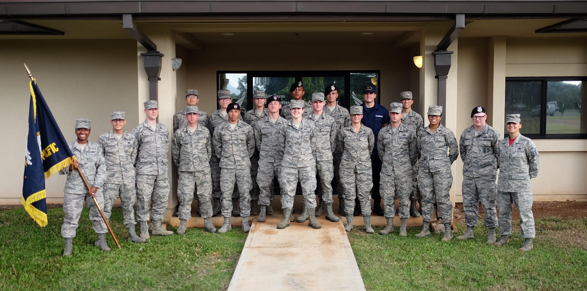 The First Term Airmen Center (FTAC) recently had the opportunity to inform and enhance the lives of United States Coast Guard members they hosted nine Coastguardsmen in their most recent classes. The cross-service education marks the beginning of a partnership between the Air Force and Coast Guard where the FTAC will provide their curriculum to Coast Guardsmen who are relatively new to their service. (U.S. Air Force photo by Staff Sgt. Christopher Stoltz/Released)