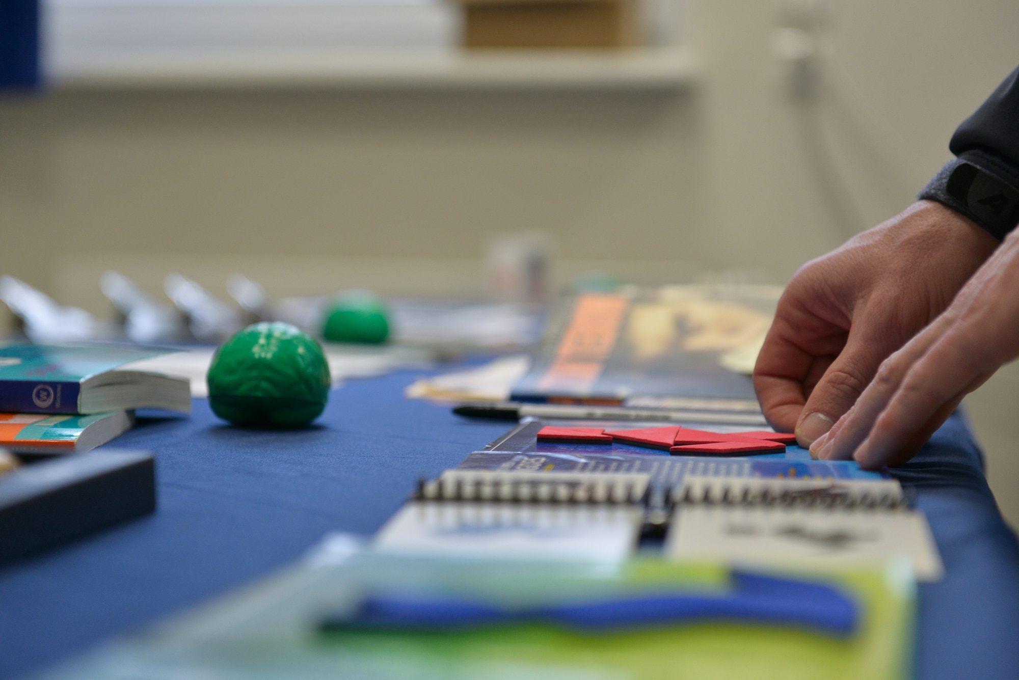 An individual participates in an open house at the Traumatic Brain Injury clinic Mar. 7, 2016, at Landstuhl Regional Medical Center, Germany. The event included a tour that exhibited some of the tools used to help TBI patients recover their memory, emotional and physical well-being. (U.S. Air force photo/Airman 1st Class Lane T. Plummer)