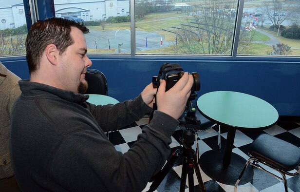 Francesco Kozerski, Global Web Advisors, sets up his camera to capture interior and exterior images at the Museum of Aviation at Robins Air Force Base, Ga. The photos will be used to create a 360-degree virtual tour of each building. (U.S. Air Force photo by Ray Crayton)