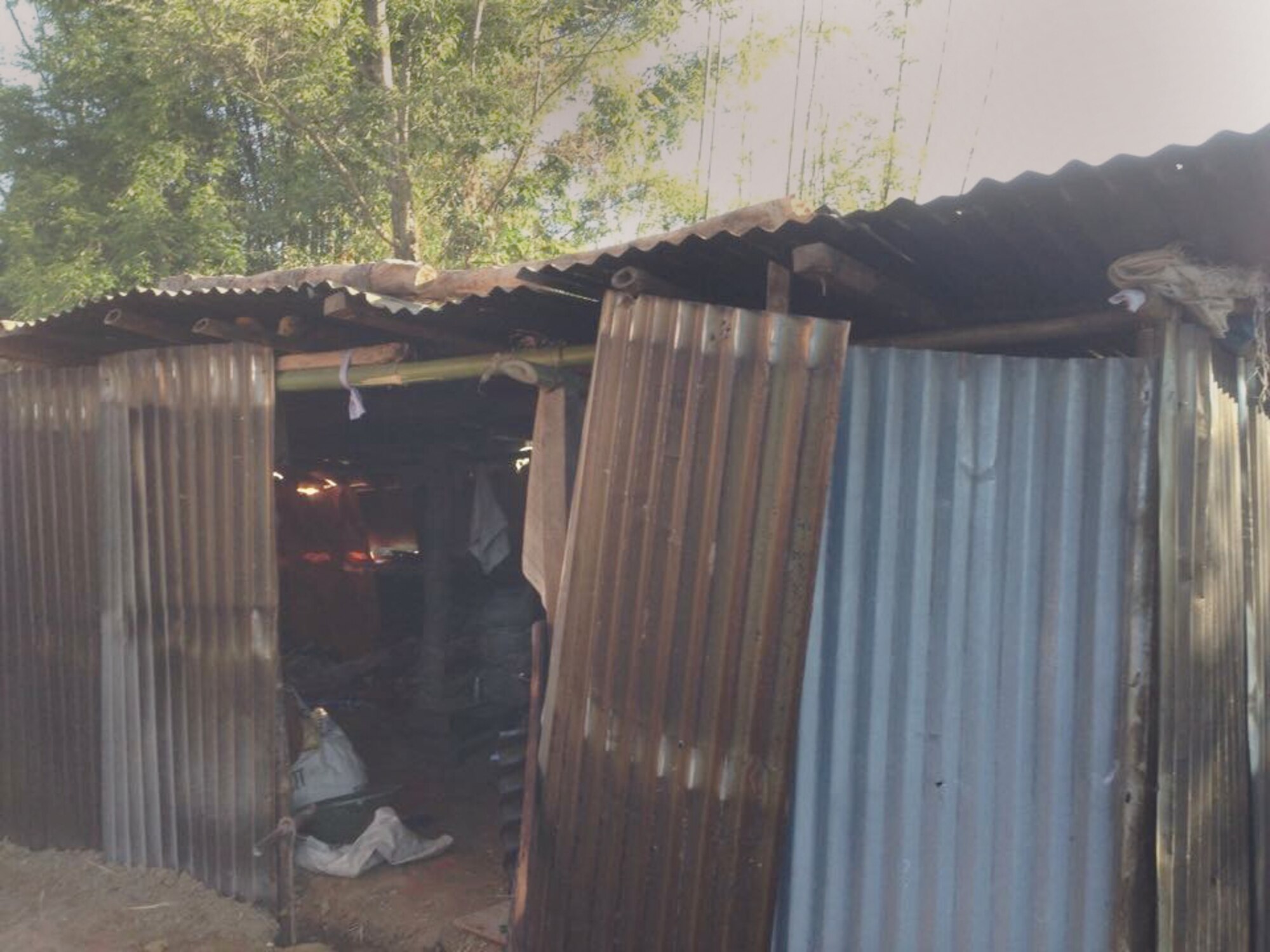 Senior Airman Gopal Pudasaini’s sister and her children have been living in this makeshift shelter for nearly a year after a devastating earthquake destroyed their house.(Courtesy photo)