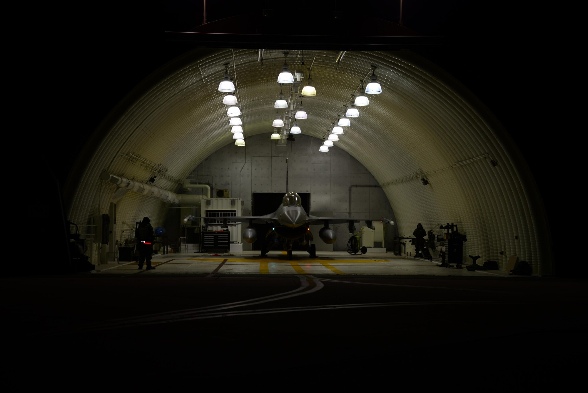 A 36th Aircraft Maintenance Unit crew chief prepares to launch an F-16 on one of the first simulated combat sorties of exercise Beverly Midnight 16-01 at Osan Air Base, Republic of Korea, March 8, 2016. The squadron’s F-16 Fighting Falcon is a compact, multi-role fighter aircraft that is highly maneuverable and has proven itself in air-to-air combat and air-to-surface attack. (U.S. Air Force photo by Staff Sgt. Rachelle Coleman/Released)
