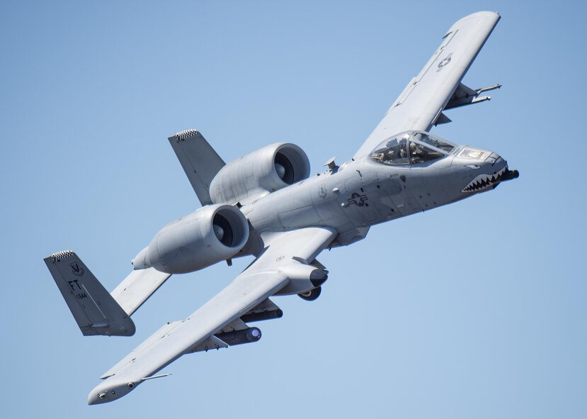 An A-10 Thunderbolt II flies over Grand Bay Bombing and Gunnery Range at Moody Air Force Base, Ga., Feb. 18, 2016. Multiple U.S. Air Force aircraft within Air Combat Command conducted joint aerial training that showcased the aircrafts tactical air and ground maneuvers, as well as its weapons capabilities. (U.S. Air Force photo by Staff Sgt. Brian J. Valencia/Released)