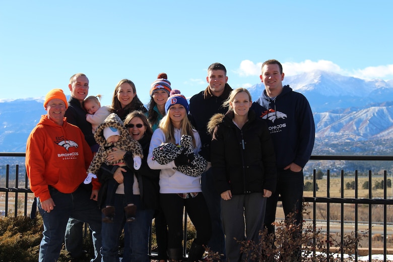 Ronald Jenkins, 90th Missile Wing Director of Staff, poses with his family in front of Colorado Springs’ Pikes Peak. Jenkins recently took over as the wing’s director of staff after spending three years retired. (Courtesy photo)