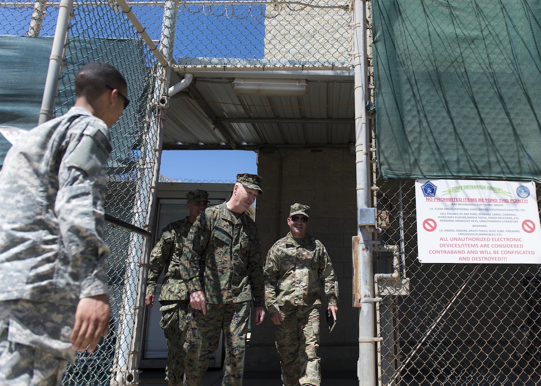 Marine Corps Gen. Joseph F. Dunford Jr., chairman of the Joint Chiefs of Staff, visits Joint Task Force Guantanamo, Cuba, March 9, 2016,  to learn about the detention faciity and talk with service members who support the mission. DoD photo by Navy Petty Officer 2nd Class Dominique A. Pineiro