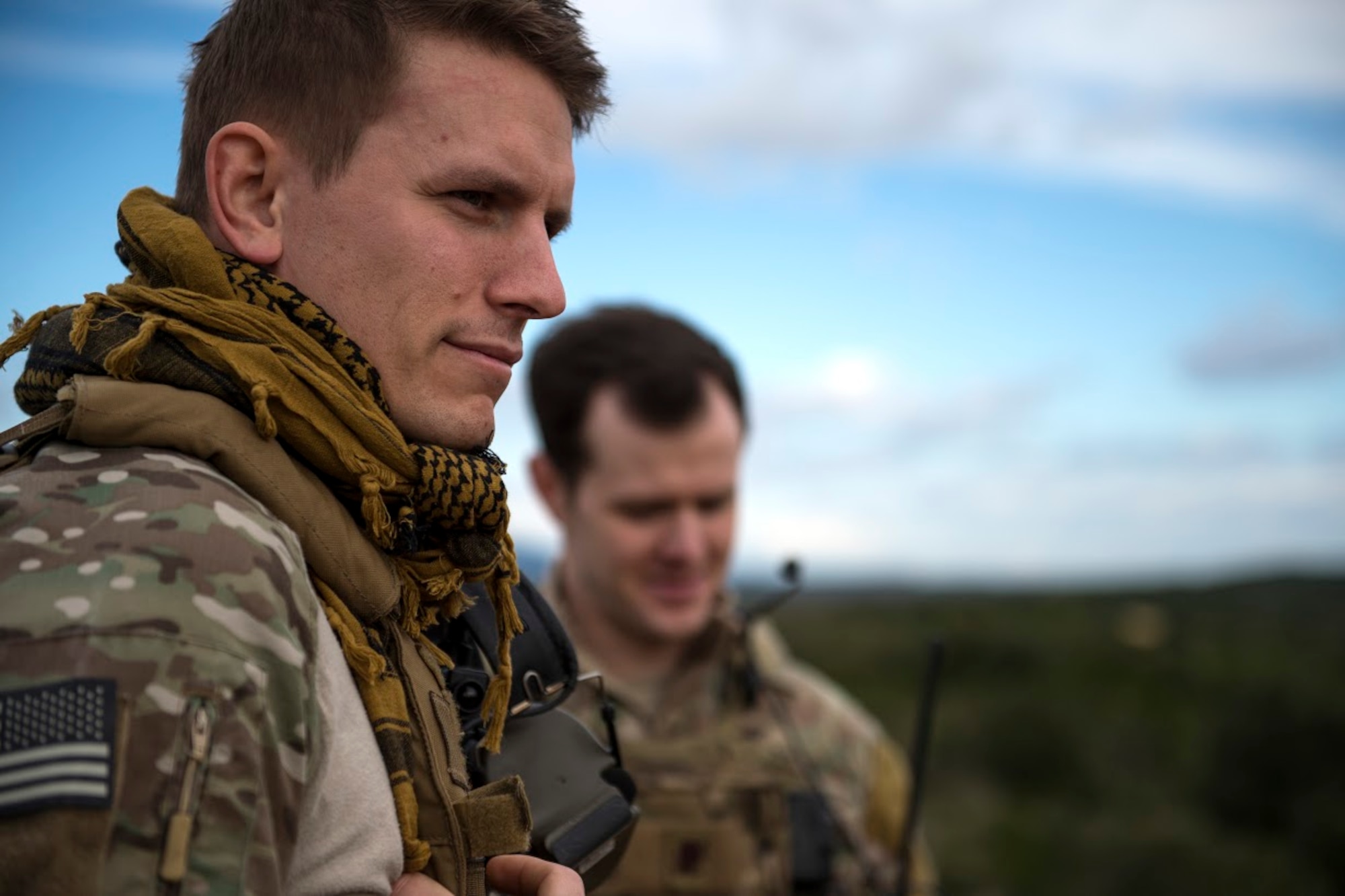 Senior Airman Tormad Lillekroken, 2nd Air Support Operations Squadron joint terminal attack controllers, interact with Italian JTACs during exercise Serpentex 16, March 8, 2016. JTACs are considered qualified service members who direct the action of air and surfaced-based fires at the tactical level.  They are the Airmen on the ground with the authority to control and call in airstrikes on target. (U.S. Air Force/Staff Sgt. Sara Keller)