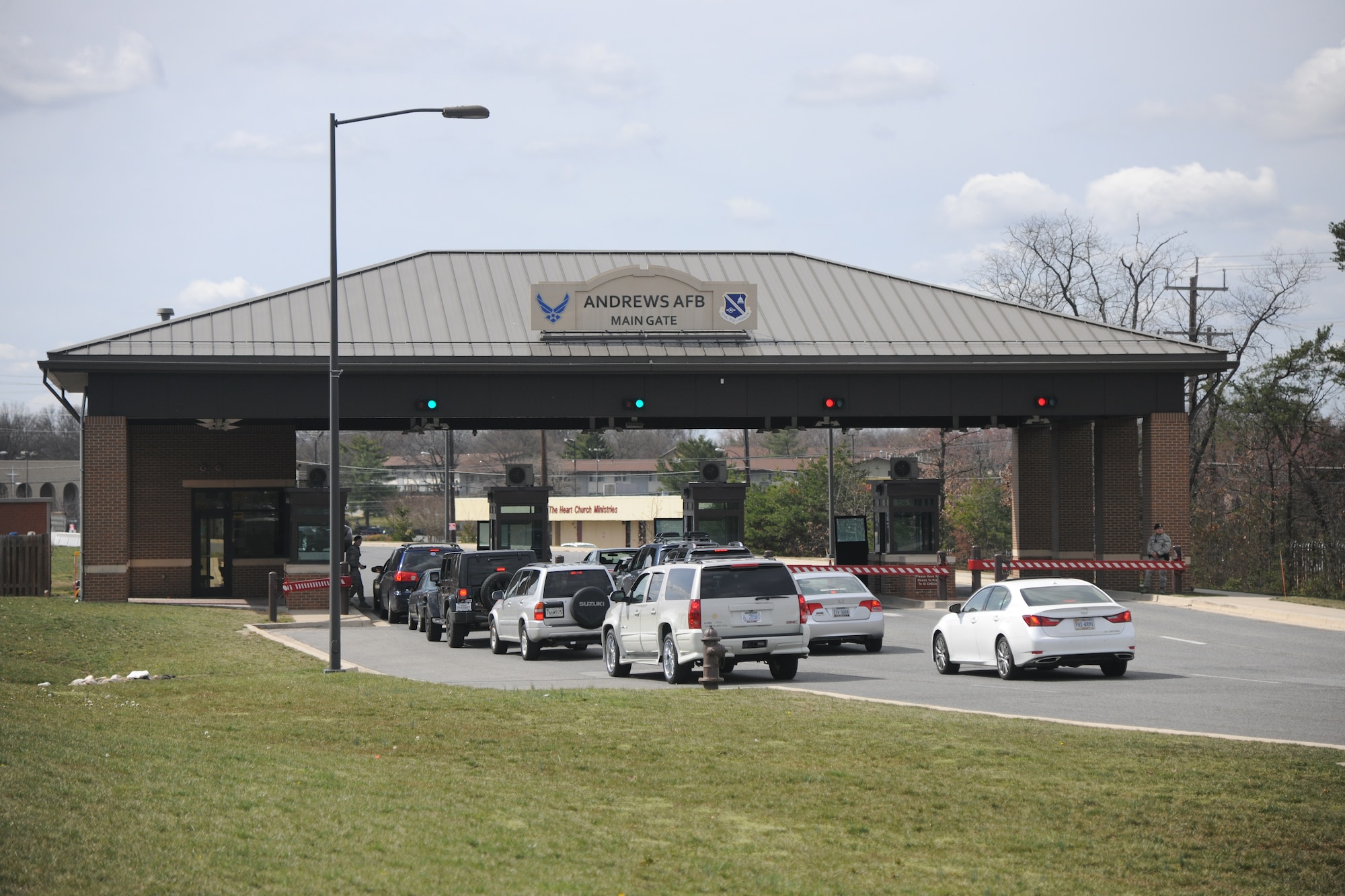Construction has begun on the Joint Base Andrews Main Gate. One inbound and outbound lane will be closed from 9 a.m. to 3 p.m. (U.S. Air Force photo by Airman 1st Class J.D. Maidens)