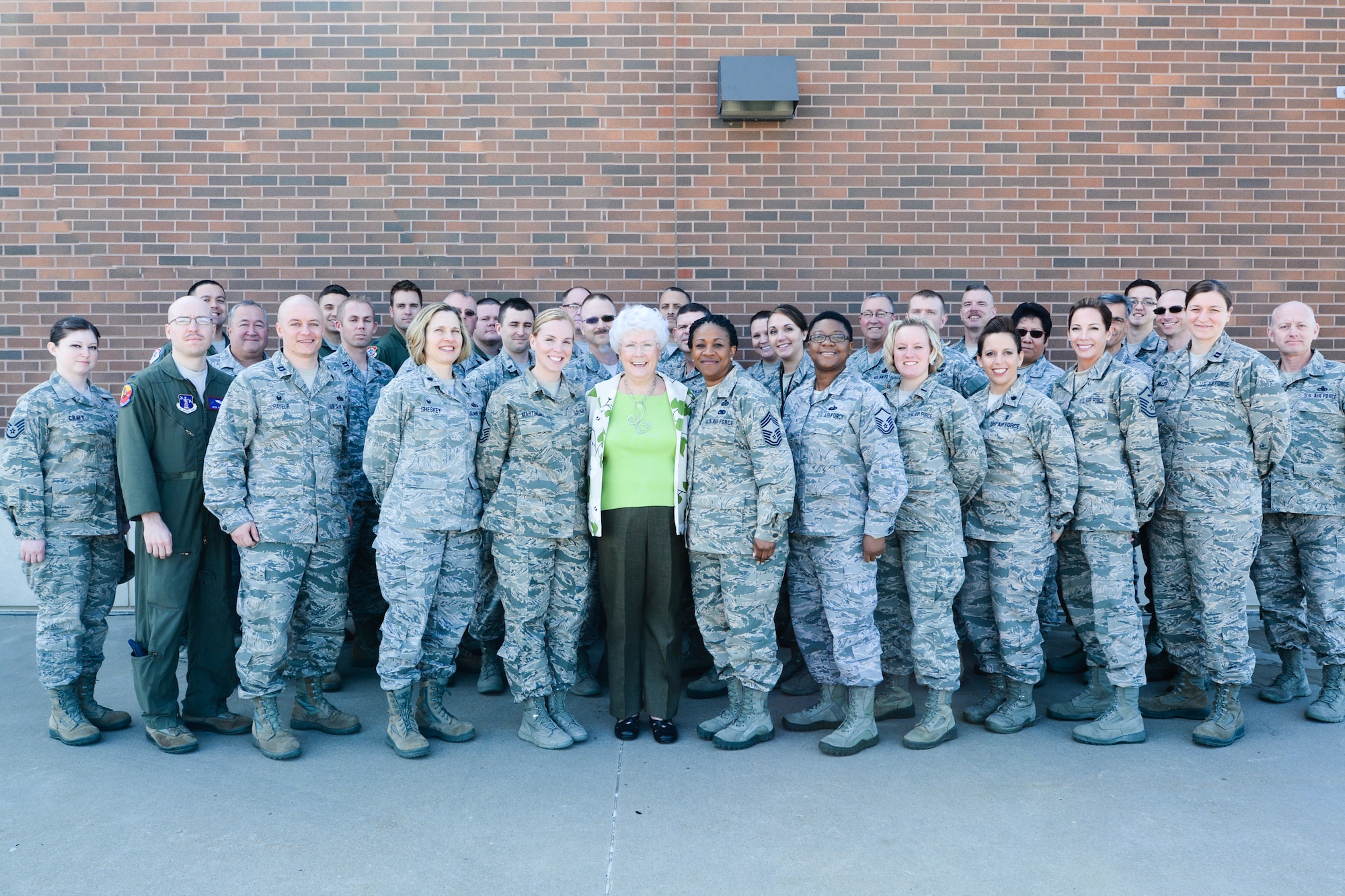Airmen from the 139th Airlift Wing attend a week long protocol course at Rosecrans Air National Guard Base in St. Joseph, Mo., on March 10, 2016.  The Course was taught by Maggie Bonner, a protocol special event management and international relations specialist for the U.S. Air Force Services Agency, who has been teaching protocol for 59 years. (U.S. Air National Guard photo by Senior Airman Bruce Jenkins/Released)