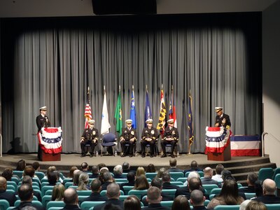 U.S. Navy Adm. Cecil D. Haney (right), U.S. Strategic Command (USSTRATCOM) commander, provides remarks during the USS Nevadaâ€™s (SSBN 733) Blue Crew change of command ceremony at the Keyport Submarine Museum, Keyport, Wash., March 11, 2016. The USS Nevada, an Ohio-class ballistic missile submarine based in Bangor, Wash., is assigned to Submarine Force, U.S. Pacific Fleet (COMSUBPAC). COMSUBPAC, also designated as USSTRATCOMâ€™s Task Force 134, provides launch capability from around the globe using the Trident missile weapon system in support of USSTRATCOMâ€™s strategic deterrence mission. One of nine DoD unified combatant commands, USSTRATCOM has global strategic missions, assigned through the Unified Command Plan, which include strategic deterrence; space operations; cyberspace operations; joint electronic warfare; global strike; missile defense; intelligence, surveillance and reconnaissance; combating weapons of mass destruction; and analysis and targeting. (USSTRATCOM photo by U.S. Navy Capt. Pamela S. Kunze)