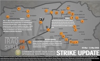 WEEKLY STRIKE UPDATE: Combined Joint Task Force - Operation Inherent Resolve conducted 129 strikes this week, 90 strikes in Iraq and 39 strikes in Syria from March 5 -11, 2016.

- This week's strikes supported Iraqi Security Forces (ISF) north of Ramadi as they continue to clearing over 11 Kilometers of ISIL controlled area along two axis. 

- In Mosul, the Coalition conducted 12 strikes, and coordinated with the Iraqi Army to drop leaflets over the city to let the residents know the Iraqi Security Forces have not forgotten them and are coming to liberate them.