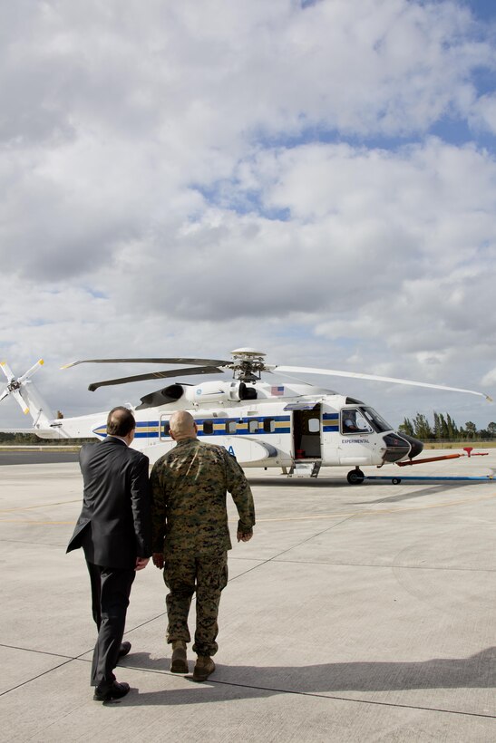 Commandant of the Marine Corps Gen. Robert B. Neller listens to a brief during a tour at Sikorsky Aircraft Corporation, Jupiter, Fla., March 8, 2016. Neller visited the facility to get an overview of the CH-53K King Stallion aircraft program and visit Marines. (U.S. Marine Corps photo by Staff Sgt. Gabriela Garcia/Released)