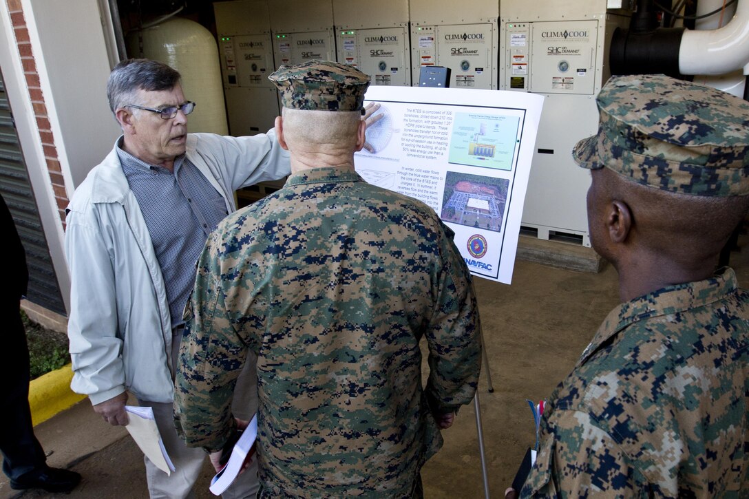 Commandant of the Marine Corps Gen. Robert B. Neller listens to a brief during a tour of Marine Depot Maintenance Command at Albany, Ga., March 9, 2016. Neller toured the repair facility to assess its operational capabilities and meet the Marines and civilian employees. (U.S. Marine Corps photo by Staff Sgt. Gabriela Garcia/Released)