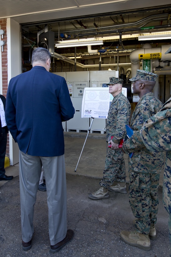 Commandant of the Marine Corps Gen. Robert B. Neller listens to a brief during a tour of Marine Depot Maintenance Command at Albany, Ga., March 9, 2016. Neller toured the repair facility to assess its operational capabilities and meet the Marines and civilian employees. (U.S. Marine Corps photo by Staff Sgt. Gabriela Garcia/Released)