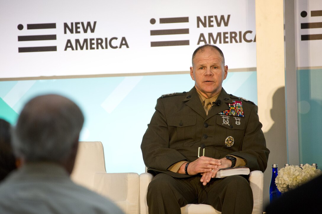 Commandant of the Marine Corps Gen. Robert B. Neller speaks during the Future of War conference at Washington, D.C., March 10, 2016. Neller discussed challenges the Marines will likely face in the future and answered questions from the audience. (U.S. Marine Corps photo by Staff Sgt. Gabriela Garcia/Released)