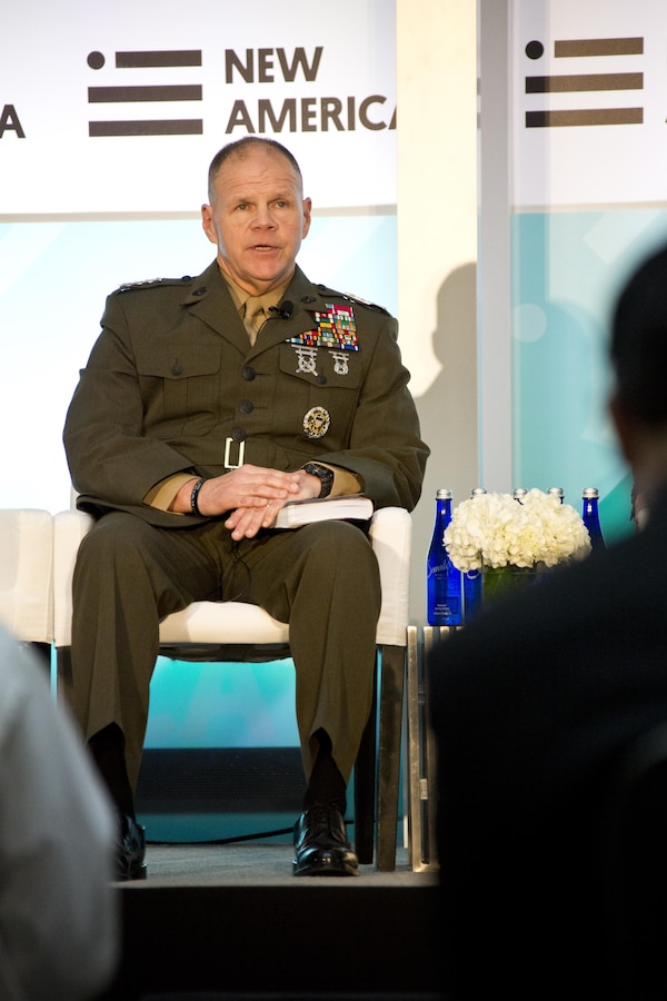 Commandant of the Marine Corps Gen. Robert B. Neller speaks during the Future of War conference at Washington, D.C., March 10, 2016. Neller discussed challenges the Marines will likely face in the future and answered questions from the audience. (U.S. Marine Corps photo by Staff Sgt. Gabriela Garcia/Released)