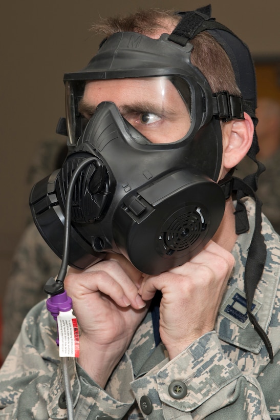 Airmen get fitted for gas masks