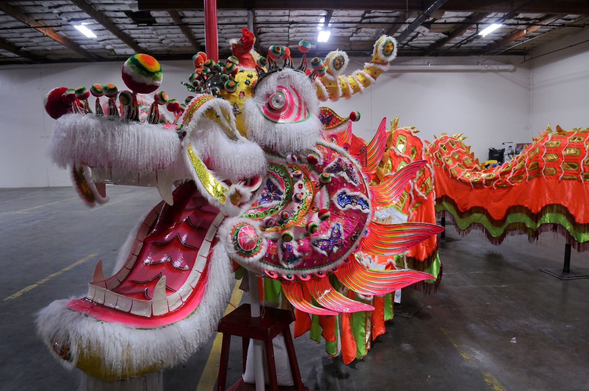 The “Hong Wan Lung” Dragon sits on a pedestal in Marysville, California, Mar. 12, 2016. The handmade dragon was created in China and donated to the city of Marysville. It is 175ft long, with the head weighing more than 60 pounds. 