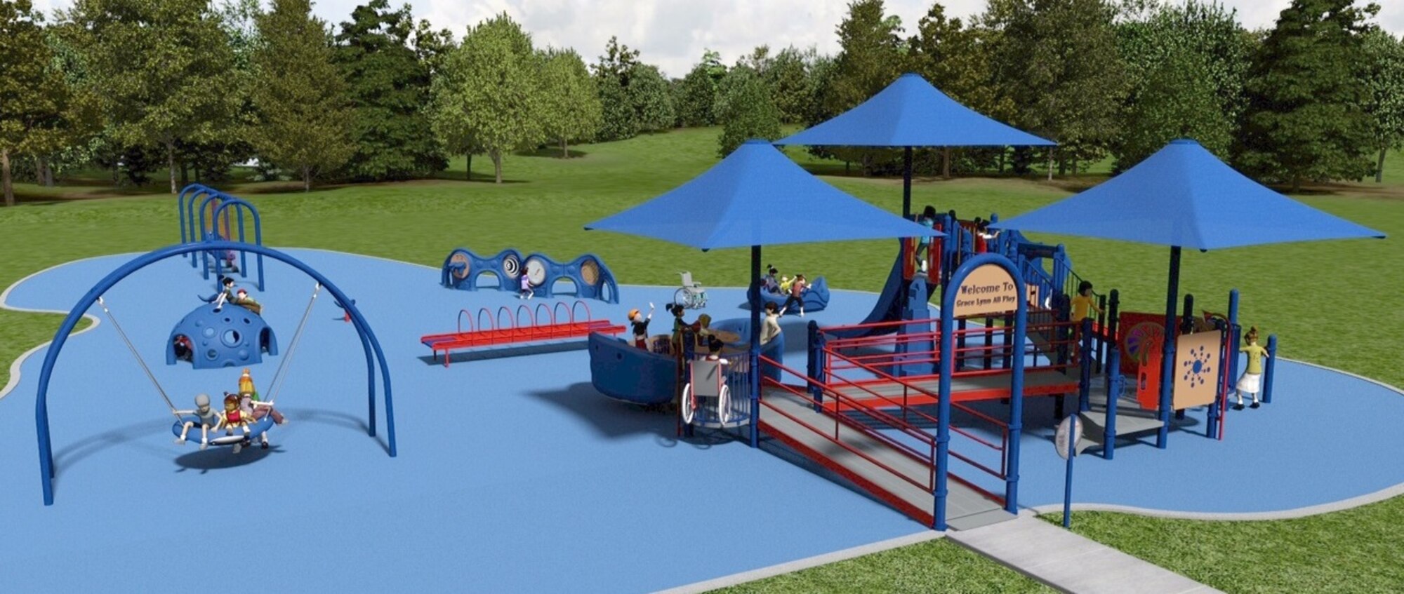 Wright-Patt community volunteers will use the above plan to build the inclusive playground, which will allow disabled and able-bodied children to play together. (Contributed graphic)