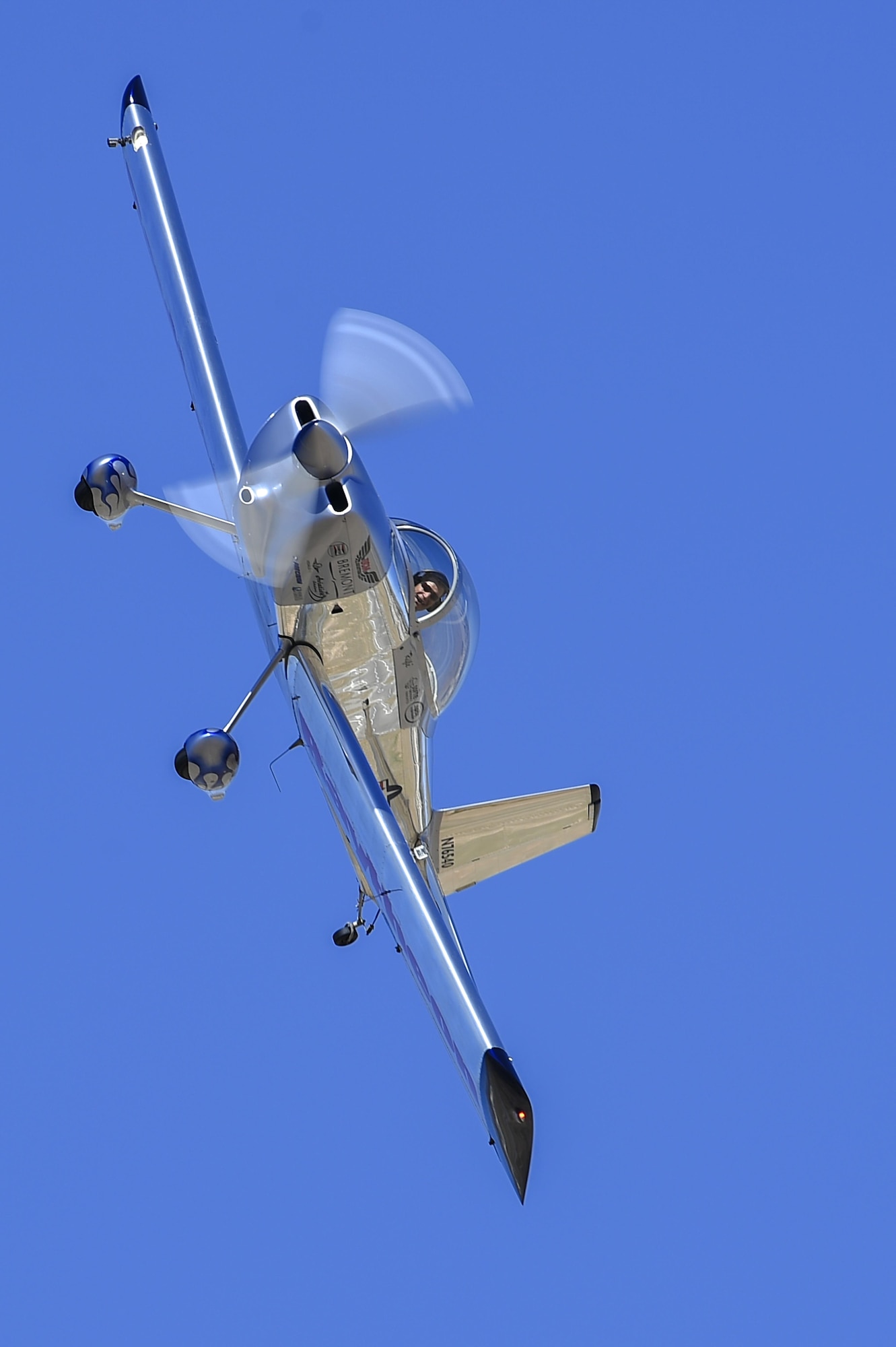 Joe Shetterly, Van’s RV-8 pilot, performs an aerobatic demonstration during the Thunder and Lightning over Arizona Open House at Davis-Monthan Air Force Base, Ariz., March 12, 2016. The open house featured aerial demonstrations from various teams and numerous static displays allowing the public to gain a better understanding of the Air Force. (U.S. Air Force photo by Senior Airman Chris Massey/Released)