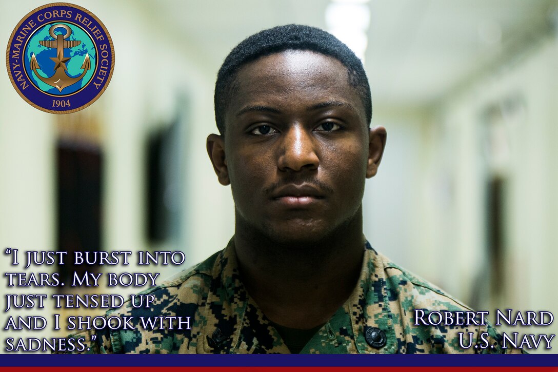 Petty Officer 3rd Class Robert Nard, a religious program specialist with 3rd Reconnaissance Battalion serving in Okinawa, Japan, tells his story about how the Navy Marine Corps Relief Society helped support him when he lost his mom.