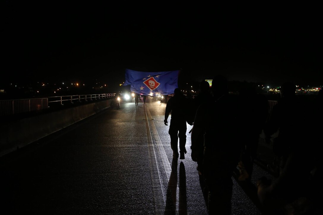 Participants of the Marine Raider Memorial March begin their 770-mile ruck-march in honor of our seven Marine Raiders who died March 10, 2015. 
