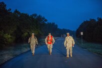 U.S. Army Soldiers from the 80th Training Command compete in a six mile ruck march during the 80th Training Command Best Warrior Competition (BWC) 2016, in conjunction with 99th Regional Support Command, at Camp Bullis, Texas, March 11, 2016. The BWC is an annual competition to identify the strongest and most well-rounded Soldiers through the accomplishment of physical and mental challenges, as well as basic Soldier skills. (U.S. Army photo by Spc. Steven Cope/Released).