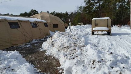 The tactical operations center (TOC) of the Army Reserve’s 766th Transportation Battalion after after receiving approximately 12 inches of snow while participated in WAREX 78-16-01 at Joint Base McGuire-Dix-Lakehurst, N.J. The 84th Training Command’s first WAREX of the year was hosted by the 78th Training Division at Joint Base McGuire-Dix-Lakehurst, N.J., and Fort Hunter Liggett, Calif.; the exercise involved more than 40 units from across the U.S. Army Reserve, U.S. Army National Guard and Canadian Armed Forces.