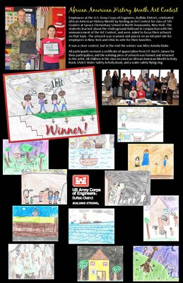 Employees at the U.S. Army Corps of Engineers, Buffalo District, celebrated African American History Month by hosting an Art Contest for class of 5th Graders at Spruce Elementary School in North Tonawanda, New York. 