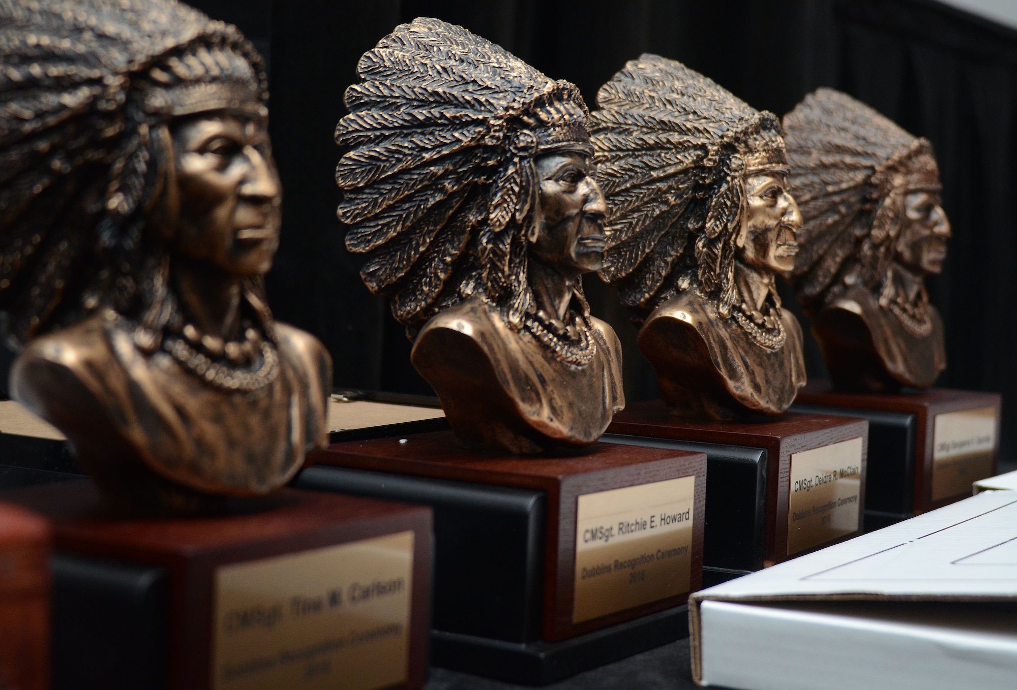 The United States Air Force is a young service, but the position of chief master sergeant has been clearly defined and dignified by those who have held it with honor since the first promotion to chief in December 1959. Newly promoted chief master sergeants were honored at the Dobbins Recognition Ceremony March 5, 2016.  (U.S. Air Force photo by Don Peek)